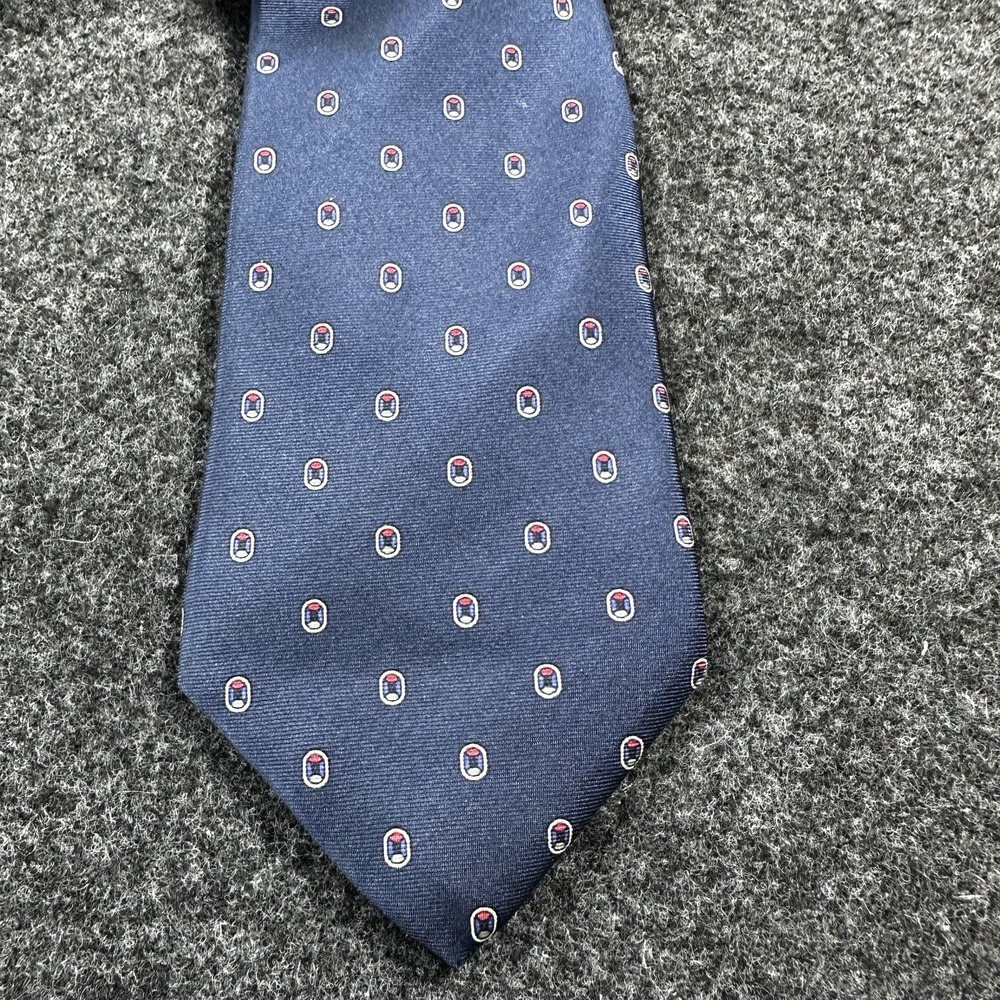 Yves Saint Laurent Men's Vintage 100% Silk Neck Tie Neckwear Navy Geometric Blue